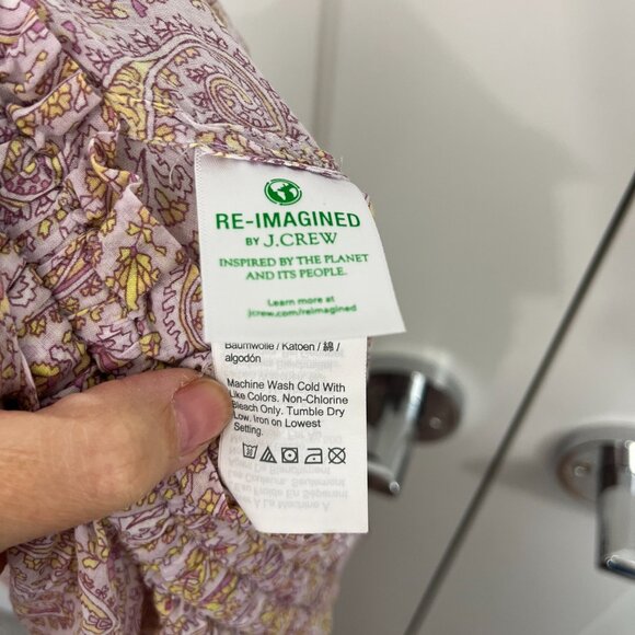 J. Crew Medium Purple, Green Boho Paisley Wrap Maxi Cotton Voile Skirt w/Pocket - Picture 13 of 16